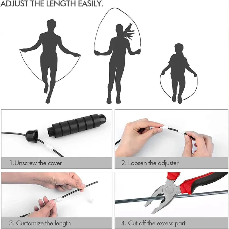 Skipping Rope – Adjustable Steel Wire Speed Rope with Ball Bearings