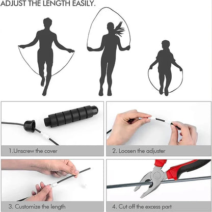 Skipping Rope – Adjustable Steel Wire Speed Rope with Ball Bearings