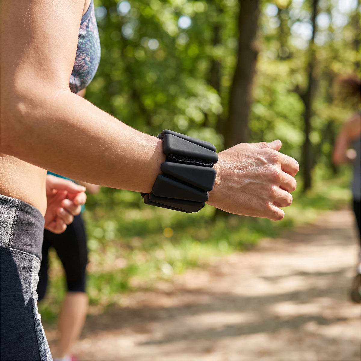 Exercise weight wristband in use