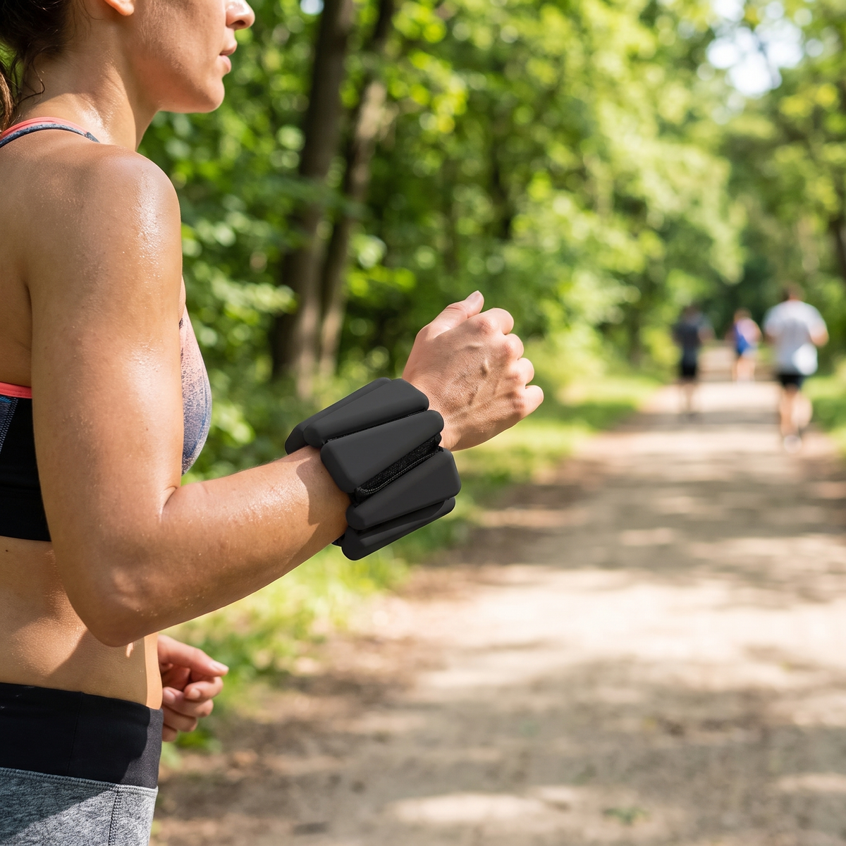 Exercise weight wristband in use